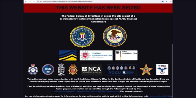 FBI seizure message on ALPHV data leak site