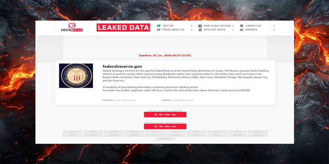 LockBit Claims 33 TB of US Federal Reserve Data