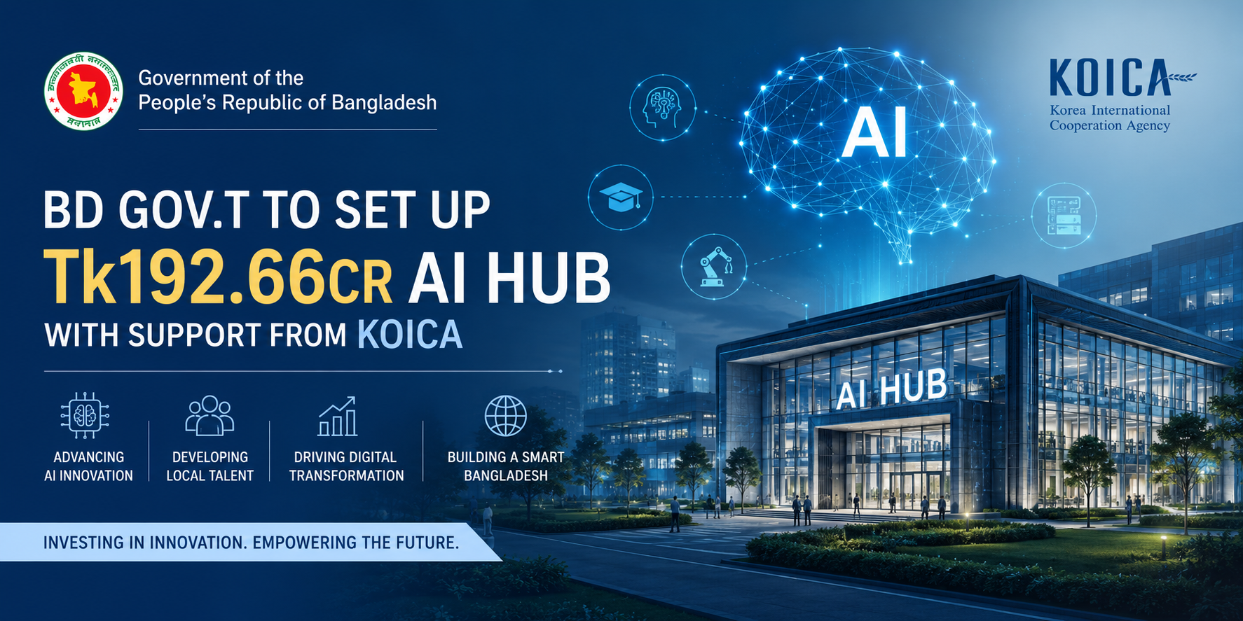 BD Gov.t to set up Tk192.66cr AI hub with support from Koica