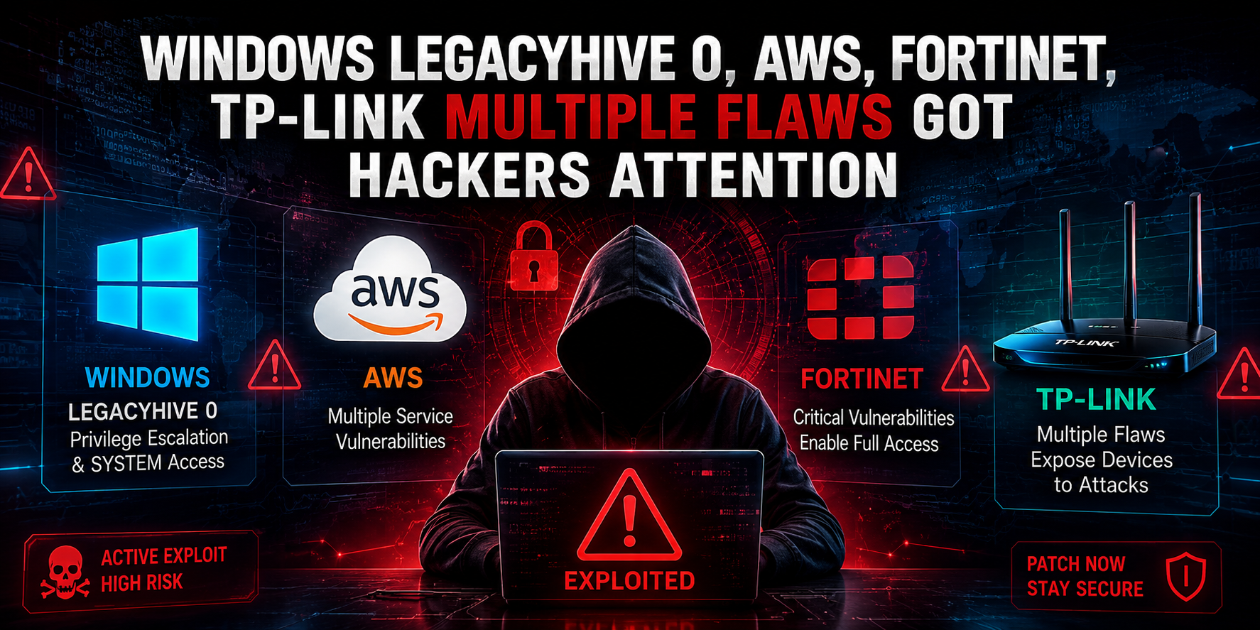 Windows LegacyHive 0, AWS, Fortinet, TP-LINK multiple flaws got hackers attention
