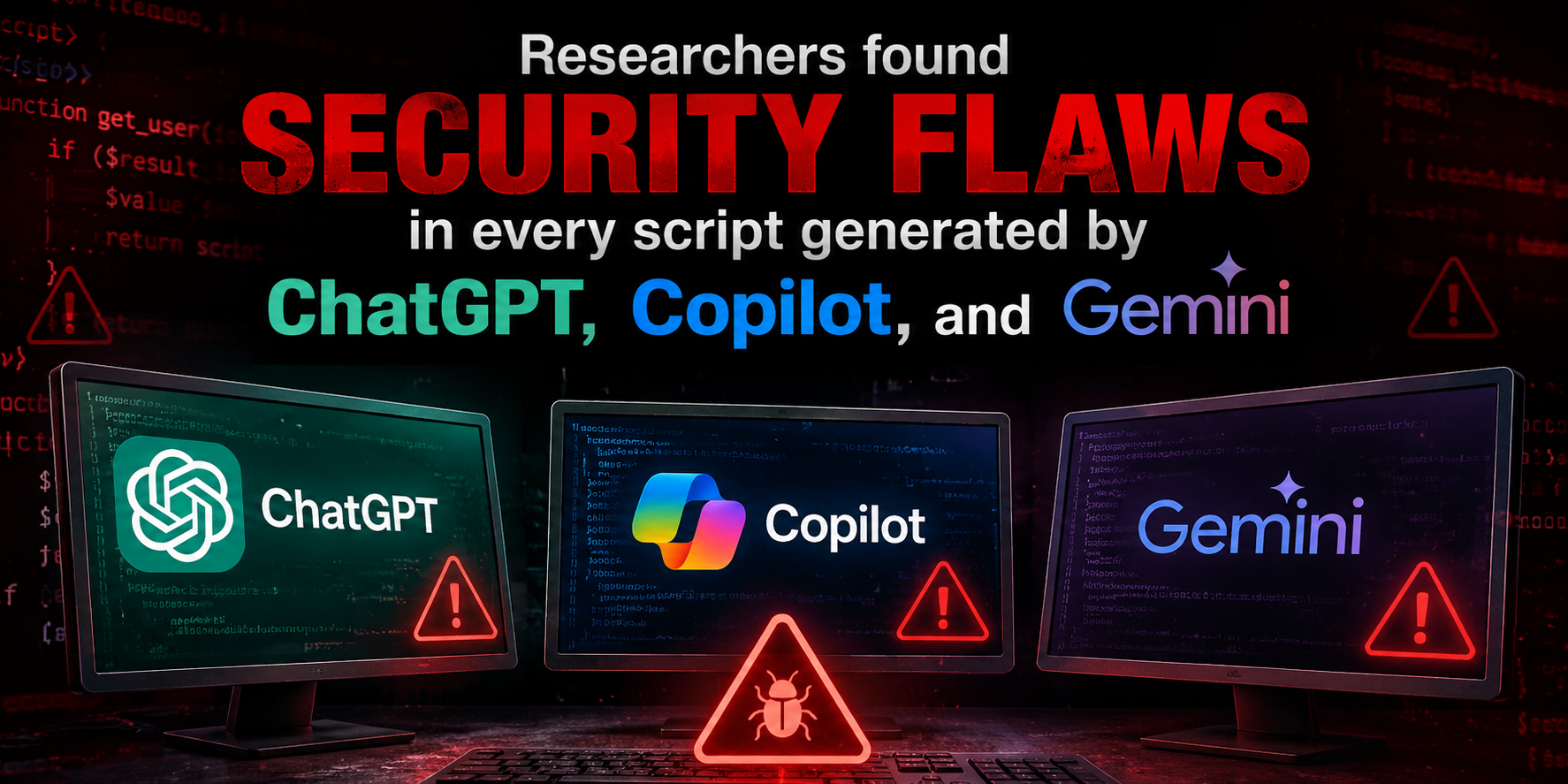 Researchers found security flaws in every script generated by ChatGPT, Copilot, and Gemini