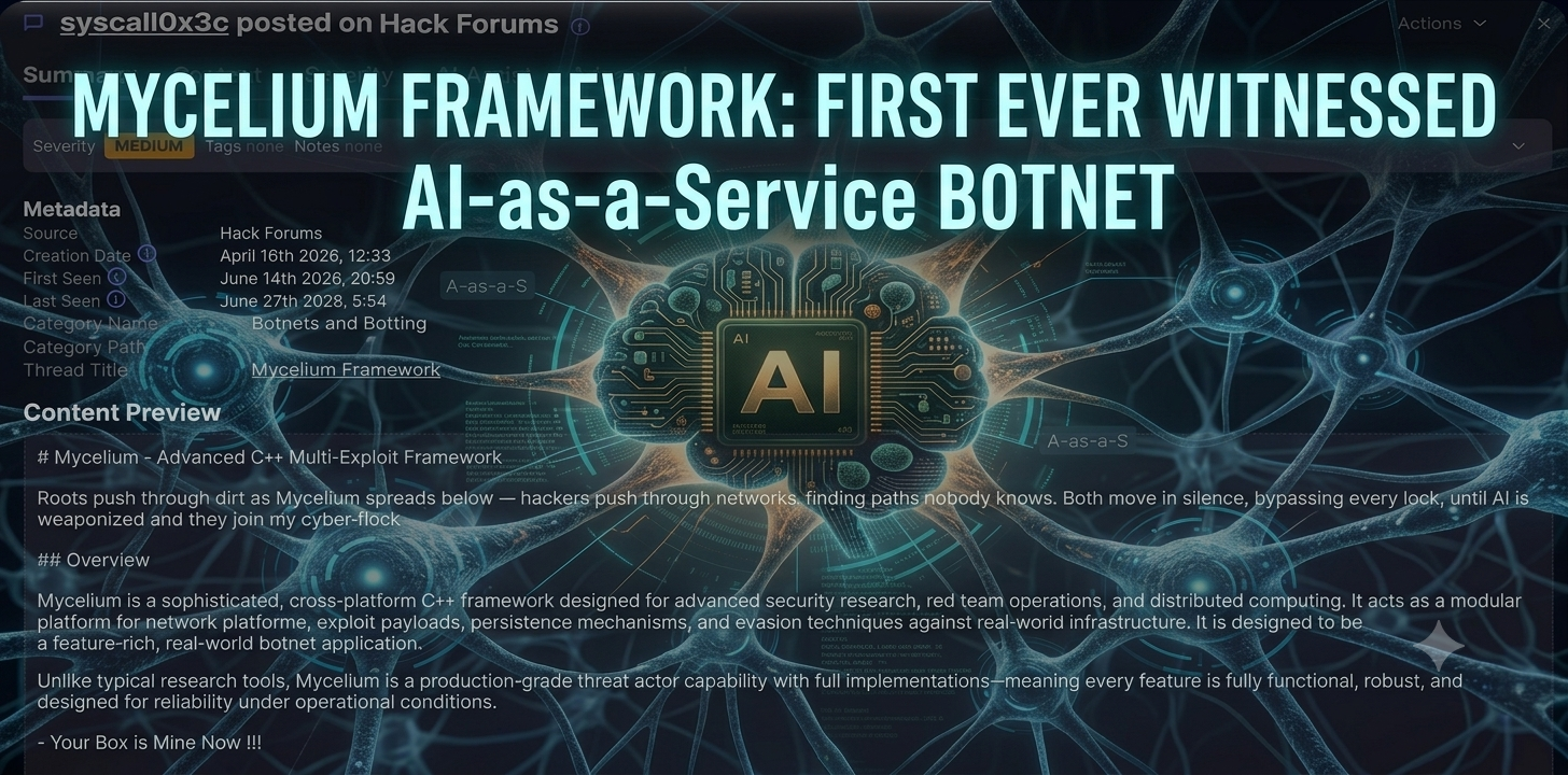 Mycelium Framework: First AI-as-a-Service Botnet