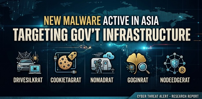 Five new malware families actively targeting Asian Gov.t infra