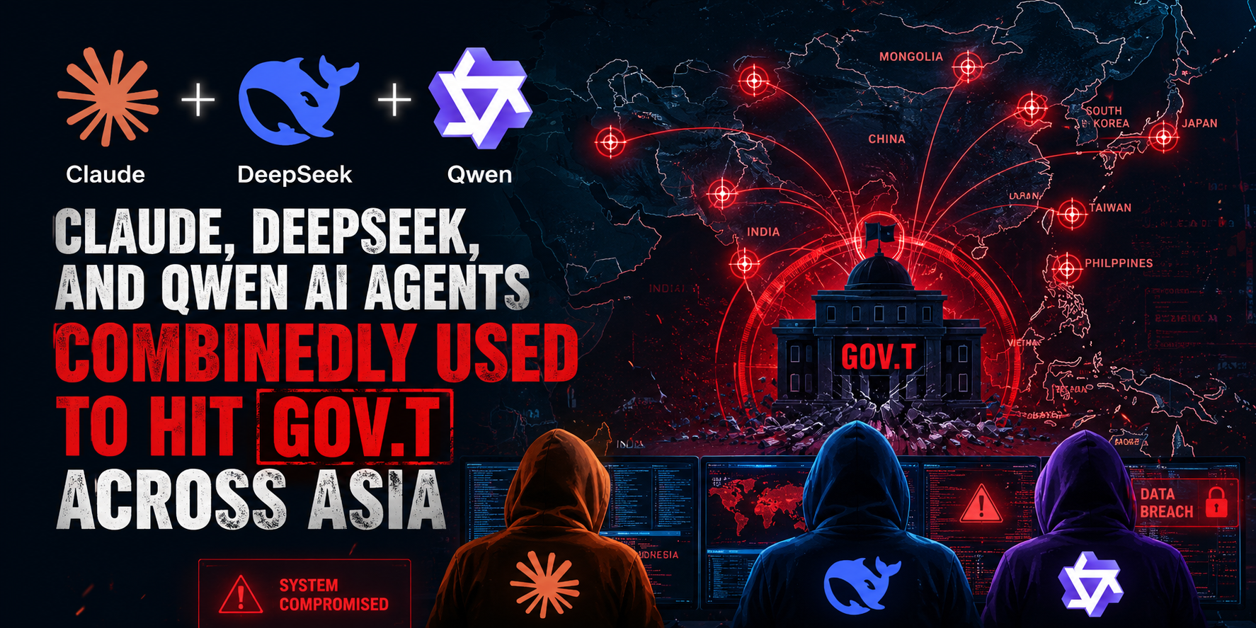 Claude, DeepSeek, and Qwen AI agents combinedly used to hit gov.t across Asia
