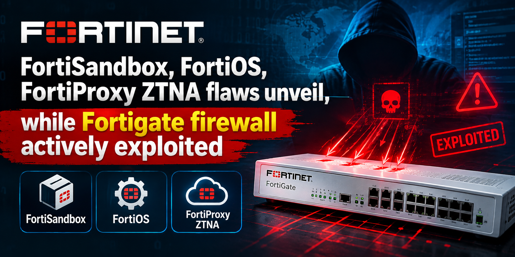 FortiSandbox, FortiOS, FortiProxy ZTNA flaws unveil, while Fortigate firewall actively exploited