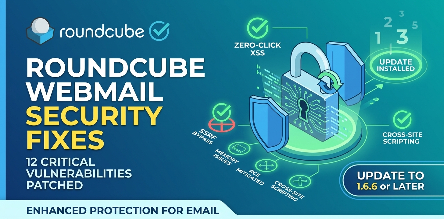 ALERT  Roundcube Webmail fixes 12 security flaws, including zero-click XSS and SSRF bypass