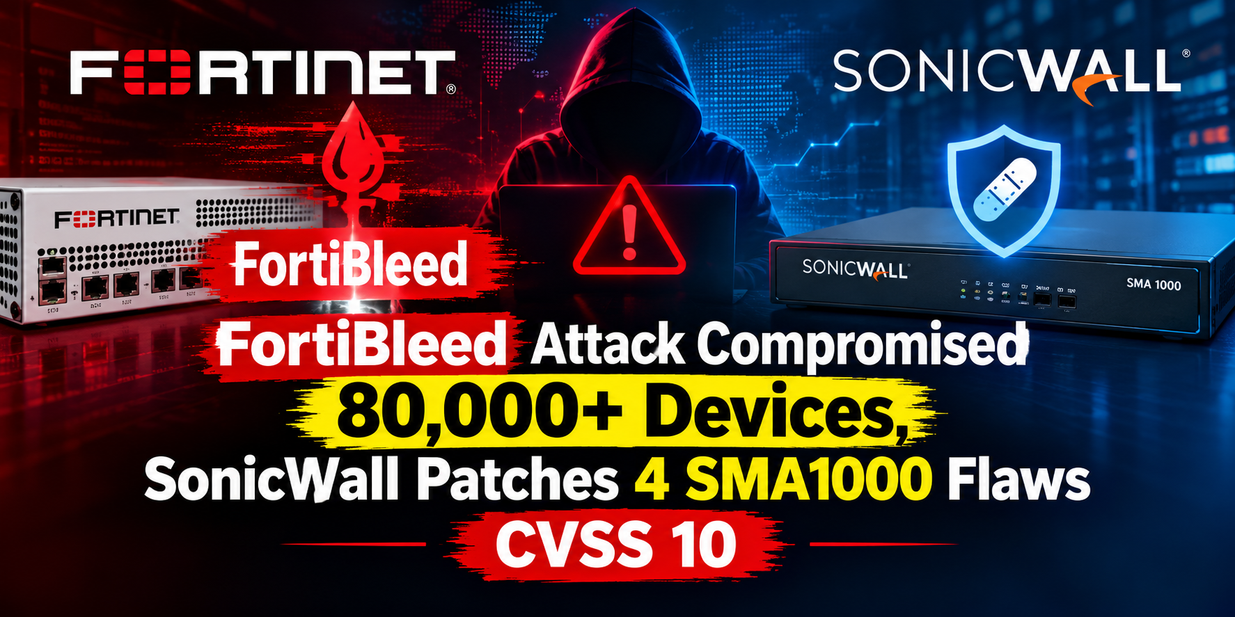 FortiBleed Attack Compromised 80,000+ Devices, SonicWall Patches 4 SMA1000 Flaws  CVSS 10